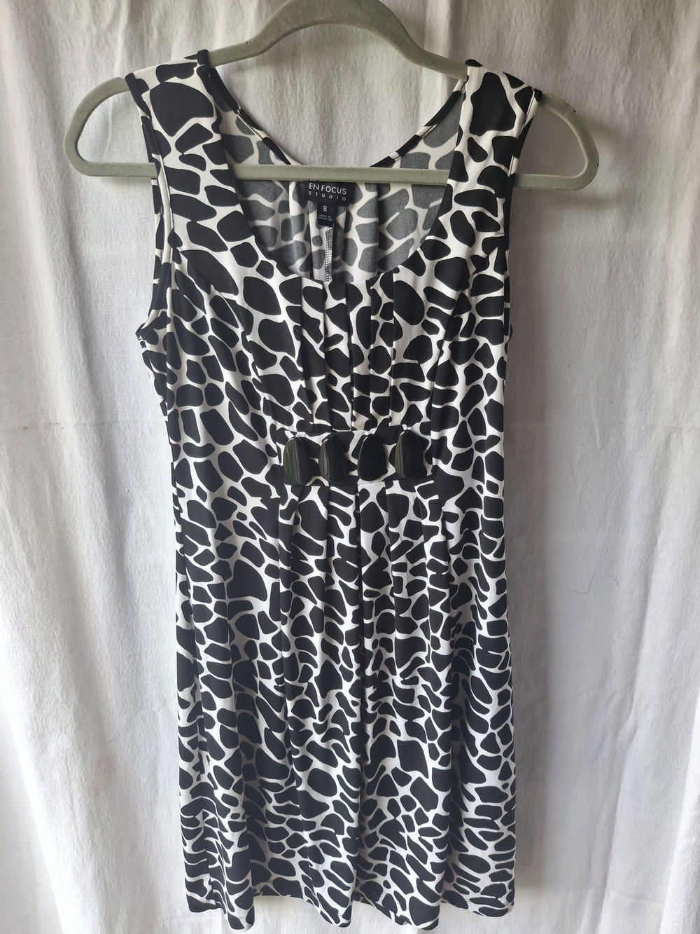 Enfocus Studio Black & White Printed Sleeveless Dress